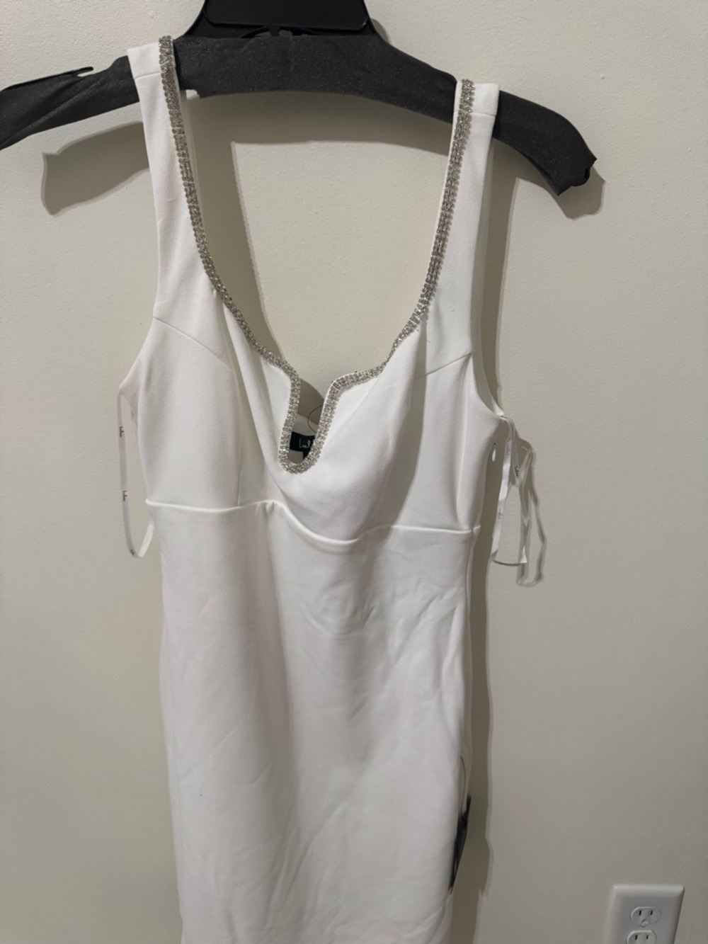 Lulu's White Embellished Neckline Dress